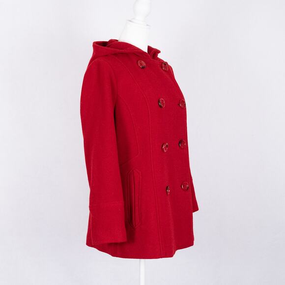 Classic Wool Blend Pea Coat Red Women's SMALL Rory Gilmore Blair Waldorf Gossip - Picture 4 of 5